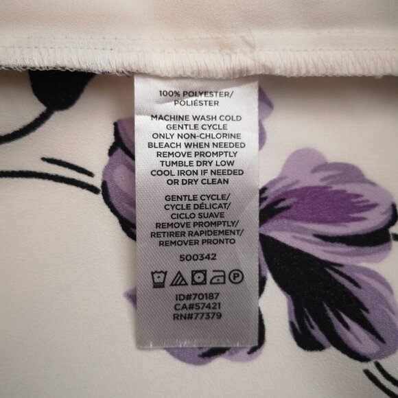 Ann Taylor Ladies Size Medium Off White with Flower Print Loose Fit Blouse - Picture 5 of 9